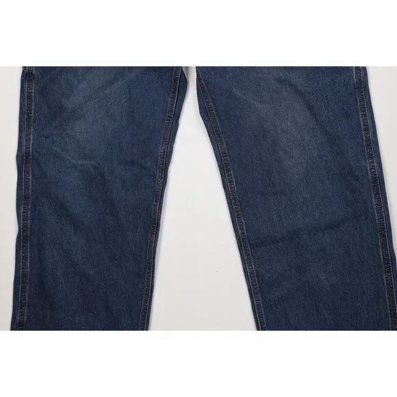 Vintage Y2K Carhartt Mens 36x32 Faded Wide Leg Dungaree Denim Jeans Blue Cotton